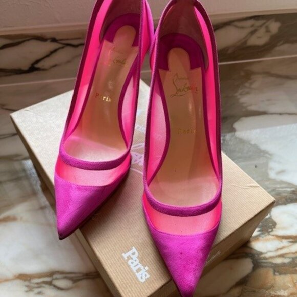 Christian Louboutin Rete Galativi 100 Pumps – Pink Suede & Mesh - Sz 40.5 - Picture 4 of 4